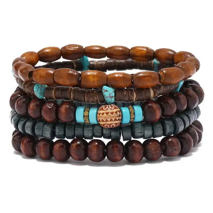 Ethnic 4-5pc/set wood bead tree Cactus Charms bracelets - Pedlar's Attic