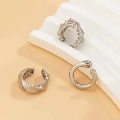 Bold & Beautiful Chunky Metal Clip Earrings Set - 3 Geometric Ear Cuffs for Trendy Women & Girls, Perfect for Y2K Style - Pedlar's Attic