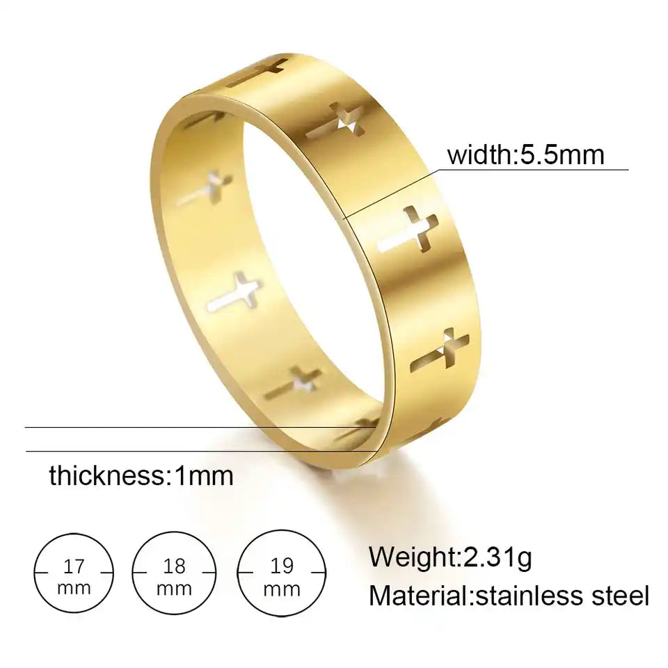 Bound by the Cross — Gothic Stainless Steel Couple Ring