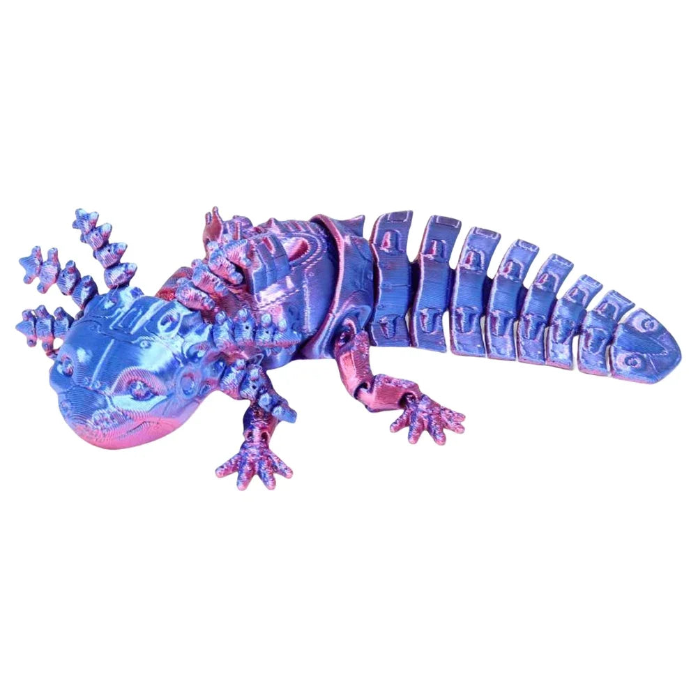 3D Printed Axolotl Toy Collectible Articulated Mechanical Axolotl Figurine 3D Printed Animal for Stress Relief Home Decor