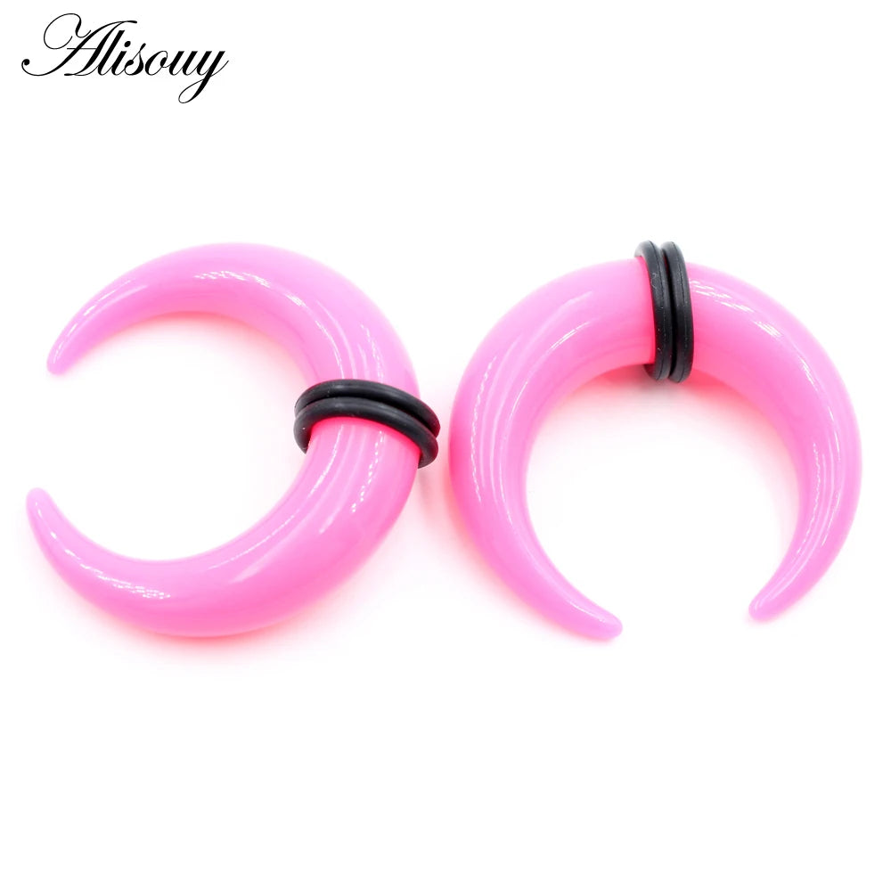 2pcs Acrylic C Sahpe Buffalo Horn Ear Pincher Septum Rings Piercing Black Ear Taper Stretcher Expander Body Jewelry 1.6mm-16mm - Pedlar's Attic