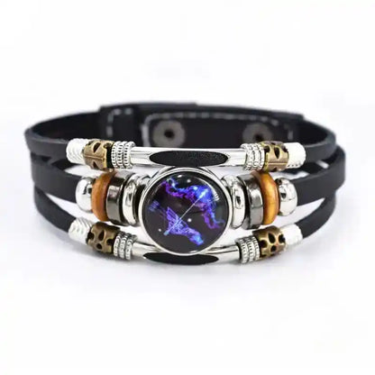 Zodiac Constellation Luminous Leather Bracelet — All 12 Signs