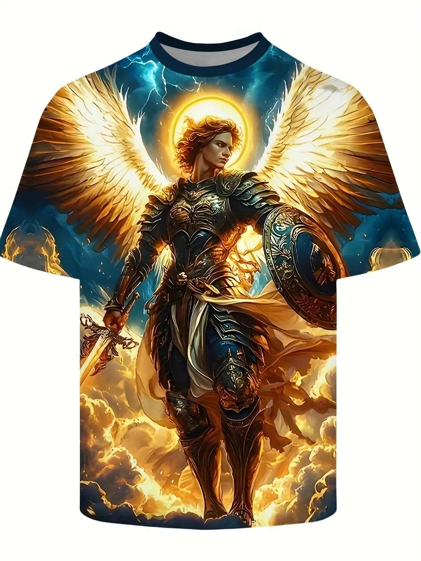 Mens 3d Angel Warrior Graphic T Shirt