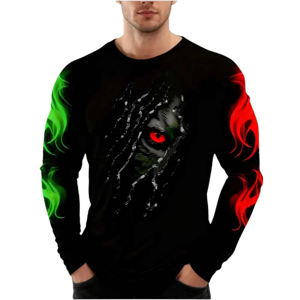 Men Clothing 3D Print Flame Scratch T-Shirt