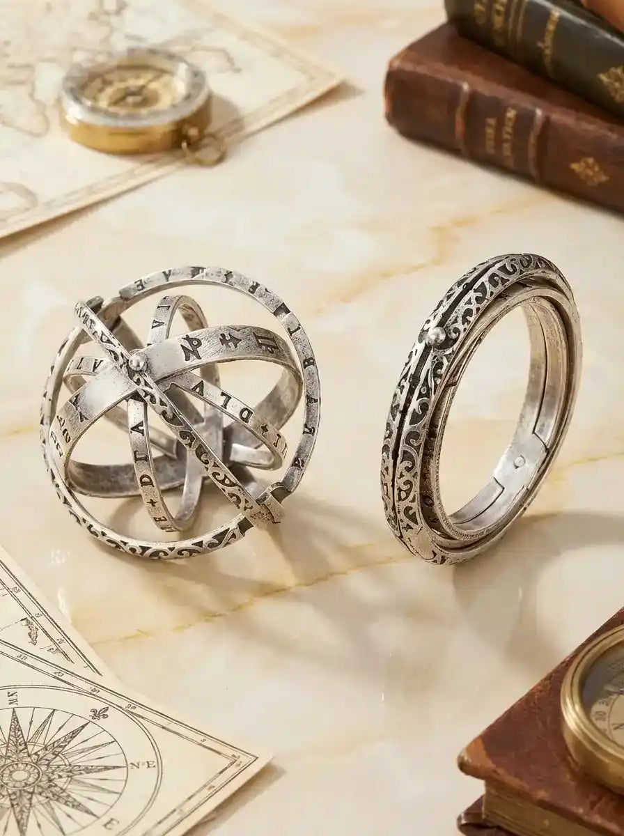 The Celestial Accord – Transformable Astronomical Ball Ring & Necklace Set