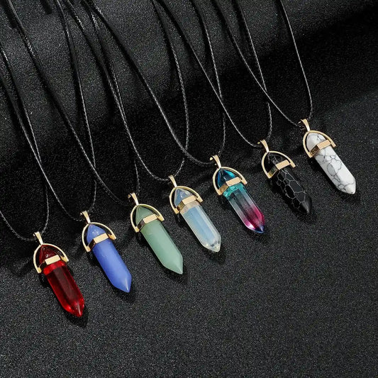 7pcs/Set Hexagon Pillar Quartz Necklace - Pedlar's Attic
