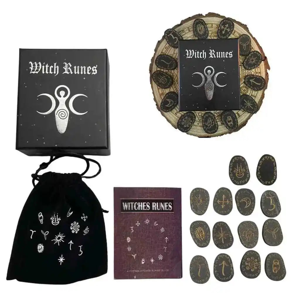 Wood Runes Stone Set Divination Runestones - Pedlar's Attic