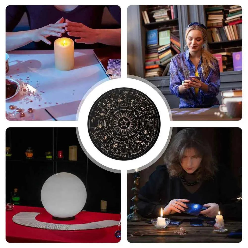 Star Pendulum Board Dowsing Divination Board Decision Maker Planchette Ouija Board Game Energy Carven Plate Witch Crafts
