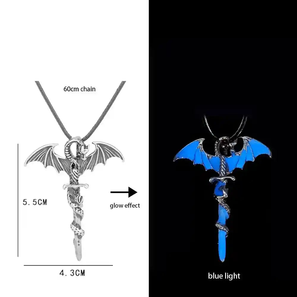 Luminous Alloy Dragon Pendant Glowing Necklace - Pedlar's Attic