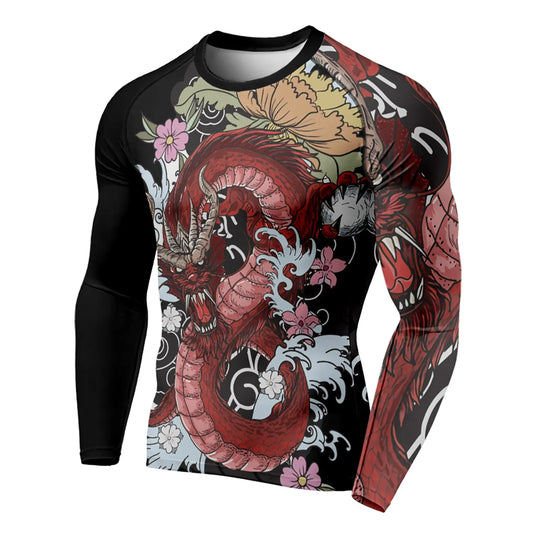 3D Printed Dragon Pattern 3D Printing Autumn Men's Crew Neck T-Shirt Casual Long Sleeve Oversized Pullover Fashion Tops