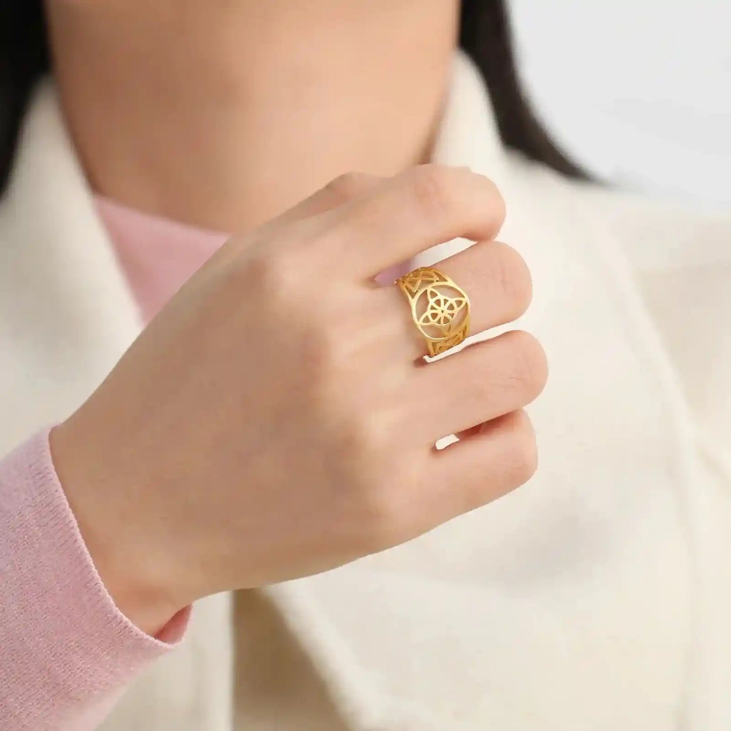 Witch Knot Rings for Women Men Stainless Steel Vintage Amulet Finger Ring - Pedlar's Attic