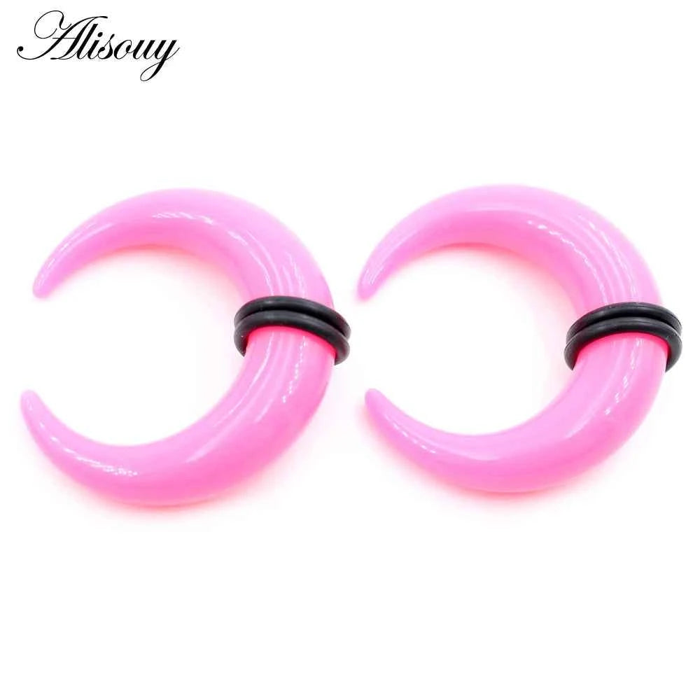 2pcs Acrylic C Sahpe Buffalo Horn Ear Pincher Septum Rings Piercing Black Ear Taper Stretcher Expander Body Jewelry 1.6mm-16mm