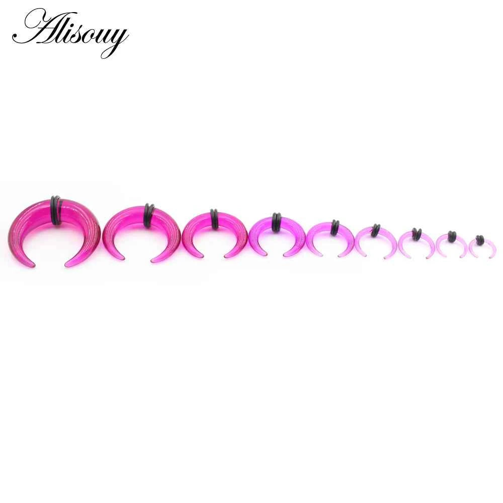 2pcs Acrylic C Sahpe Buffalo Horn Ear Pincher Septum Rings Piercing Black Ear Taper Stretcher Expander Body Jewelry 1.6mm-16mm