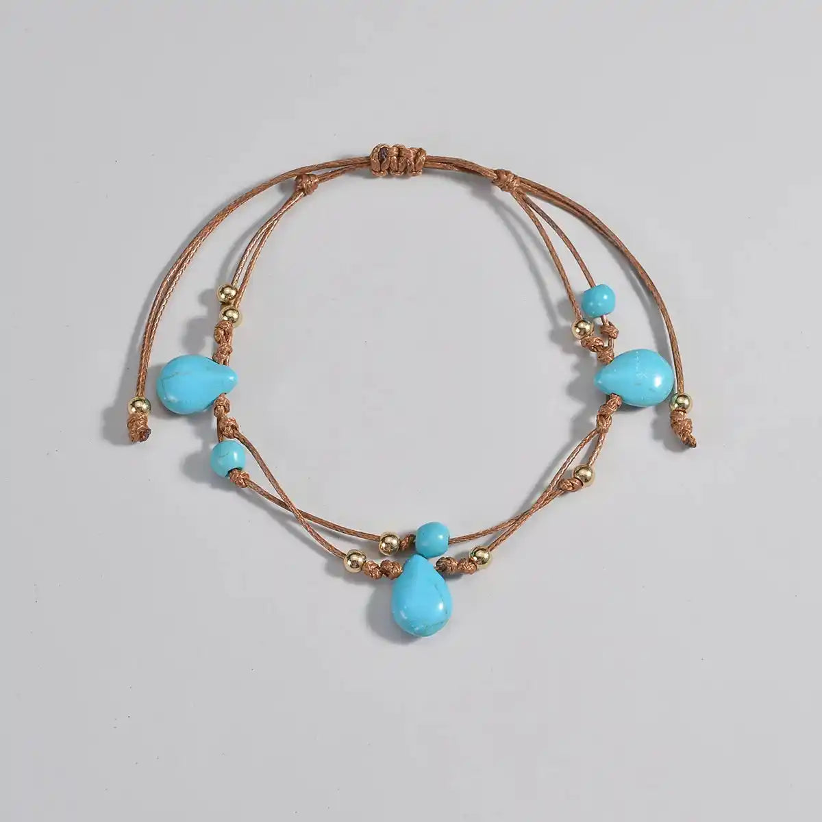 Barefoot & Rooted — Turquoise Woven Anklet