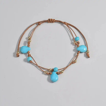 Barefoot & Rooted — Turquoise Woven Anklet