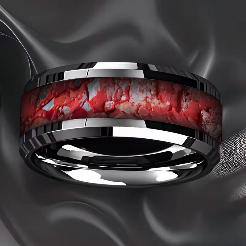 Stone Forge Ring — Agate & Stone Inlay Stainless Steel Band