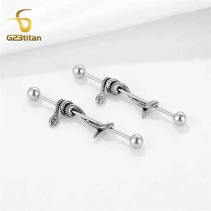 1pc Snake 14G Titanium Industrial Straight Barbells - Pedlar's Attic