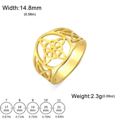Witch Knot Rings for Women Men Stainless Steel Vintage Amulet Finger Ring - Pedlar's Attic