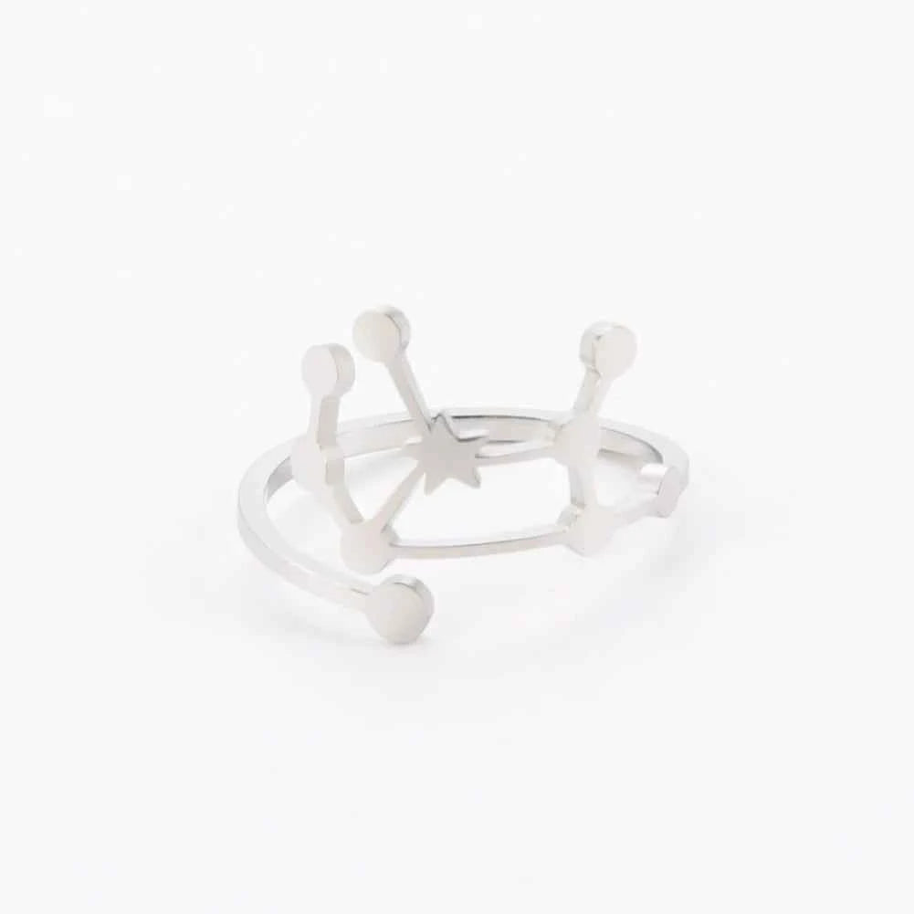 COOLTIME 12 Constellation Women's Ring Stainless Steel Zodiac Adjustable Rings Leo Virgo Libra Pisces Jewelry Birthday Gift