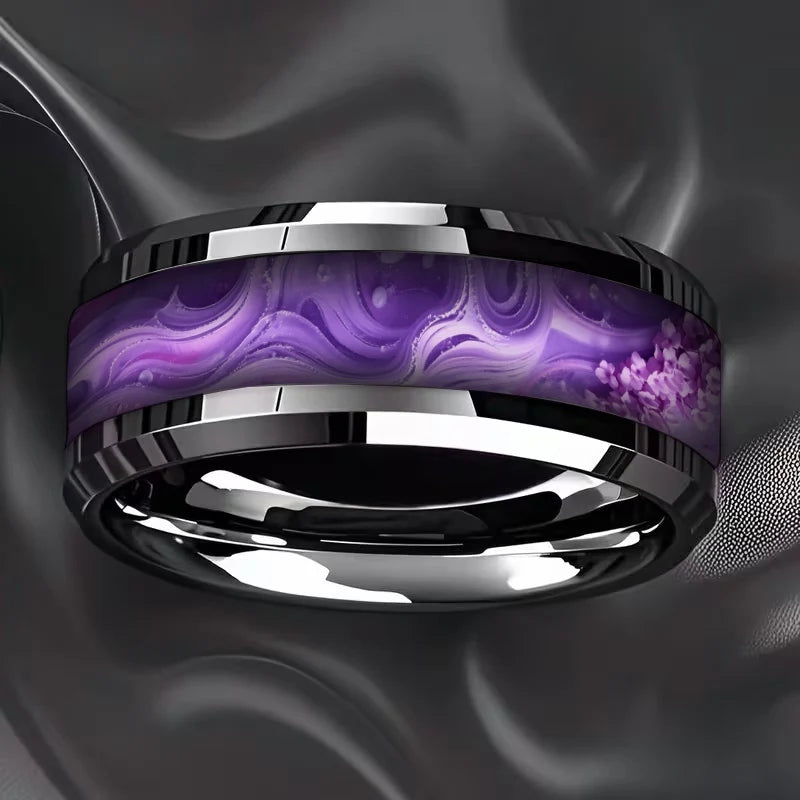 Stone Forge Ring — Agate & Stone Inlay Stainless Steel Band