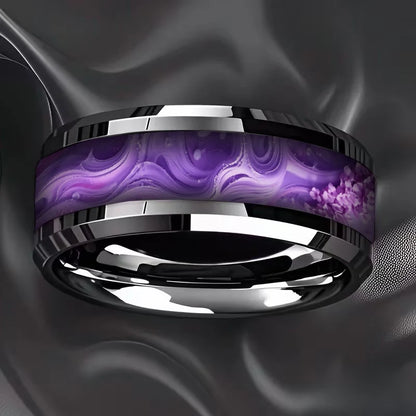 Stone Forge Ring — Agate & Stone Inlay Stainless Steel Band