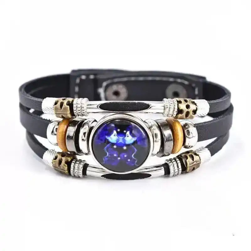 Zodiac Constellation Luminous Leather Bracelet — All 12 Signs