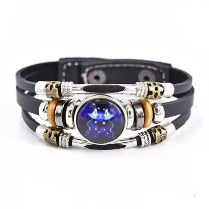 Zodiac Constellation Luminous Leather Bracelet — All 12 Signs