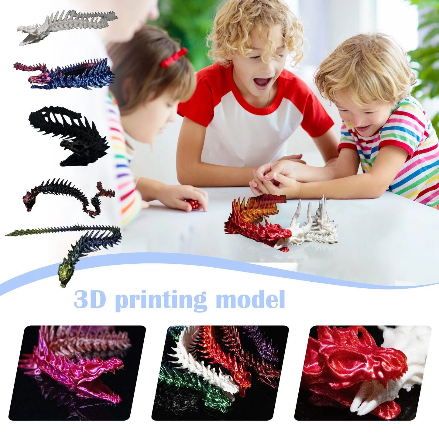 3d Printed Steam Technology Dinosaur Animal Toys Home Room Car Ornaments Joints Can Move Freely Steam Technology Flying Dragon