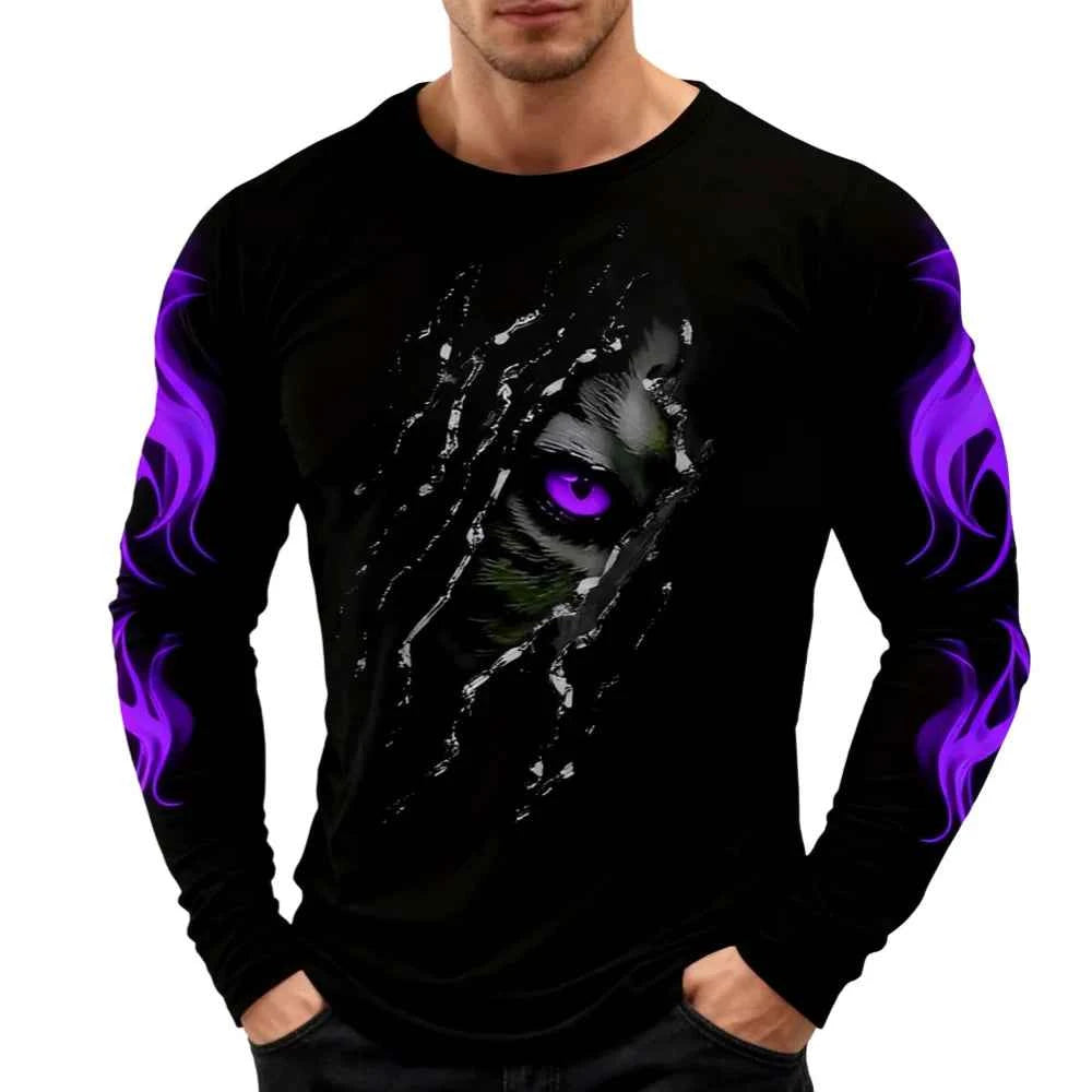 Men Clothing 3D Print Flame Scratch T-Shirt