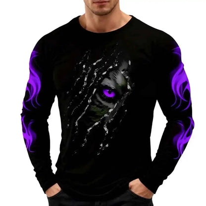 Men Clothing 3D Print Flame Scratch T-Shirt - Pedlar's Attic