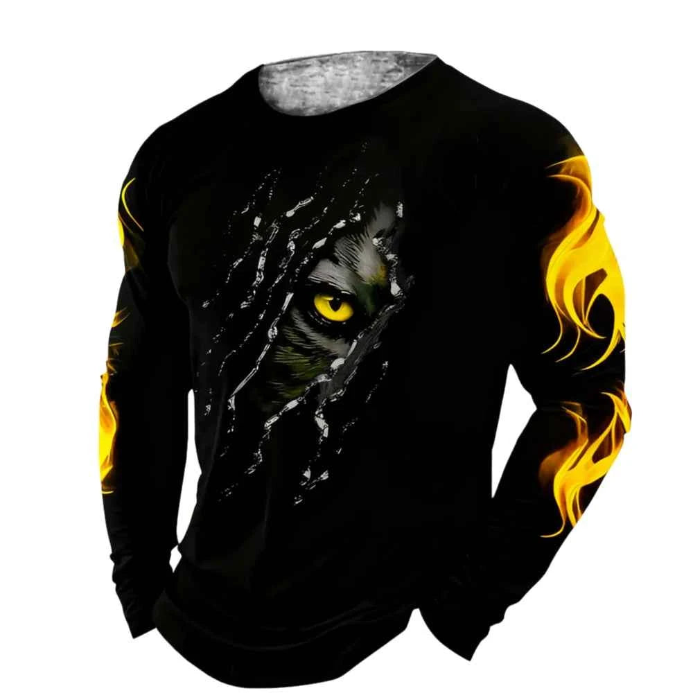 Men Clothing 3D Print Flame Scratch T-Shirt