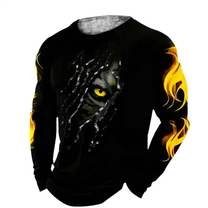 Men Clothing 3D Print Flame Scratch T-Shirt - Pedlar's Attic