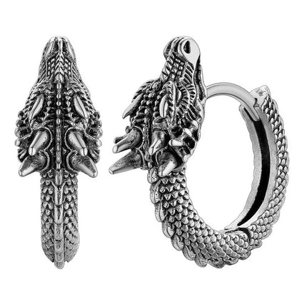 Huitan Trendy Male Dragon Hoop Earrings Hip Hop Style Punk Party Accessories Unisex Daily Wearable Personality Jewelry Drop Ship