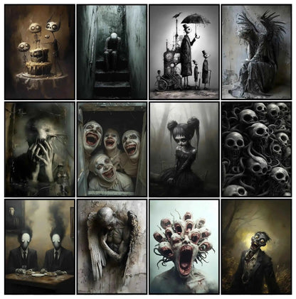 Victoria Style Skull Banquet Fallen Angels Dark Fantasy Art - Pedlar's Attic