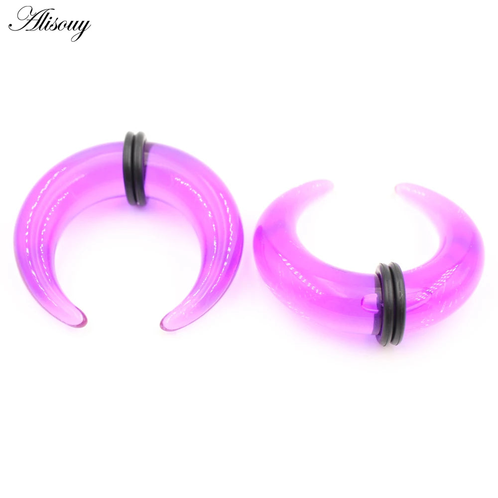 2pcs Acrylic C Sahpe Buffalo Horn Ear Pincher Septum Rings Piercing Black Ear Taper Stretcher Expander Body Jewelry 1.6mm-16mm - Pedlar's Attic