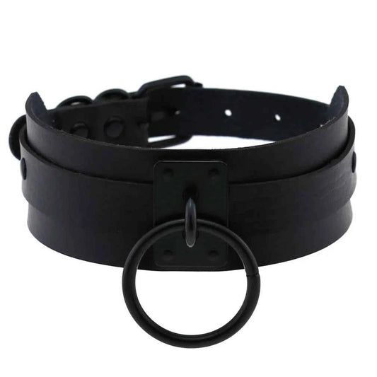 LLK SSS Punk Black O-Round Metal Leather Choker Collar Goth Fashion Necklaces  Women Girls Rock Harajuku Emo Gothic Jewelry