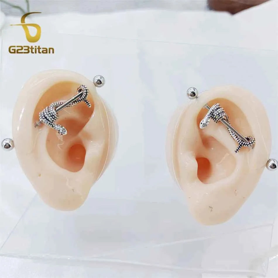 1pc Snake 14G Titanium Industrial Straight Barbells