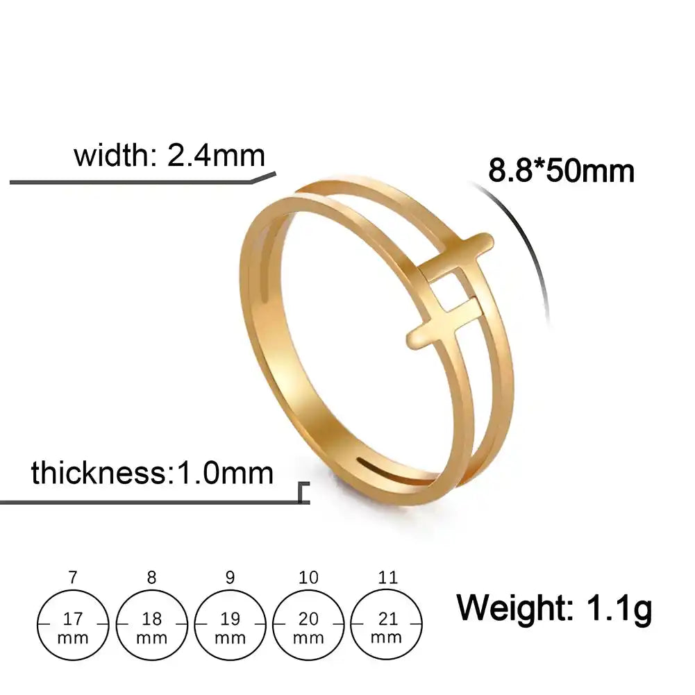 Bound by the Cross — Gothic Stainless Steel Couple Ring