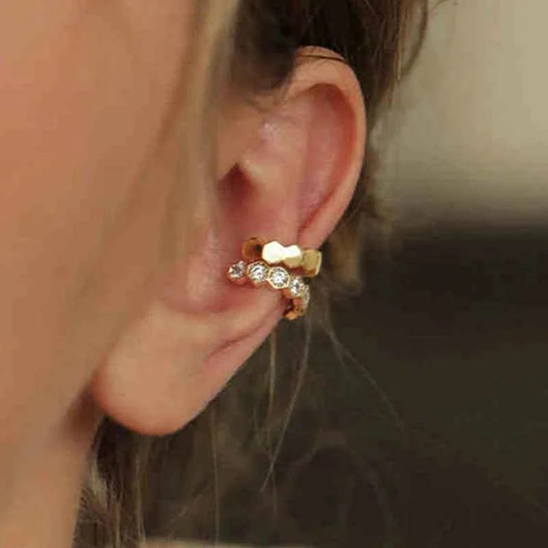 Punk Chic Geometric Ear Cuff - Non-Piercing Metal Clip-On Earrings for a Bold Fashion Statement - Pedlar's Attic