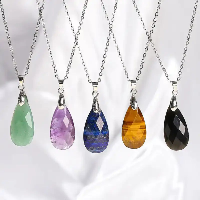 What the Rain Leaves Behind — Water Drop Stone Pendant Necklace