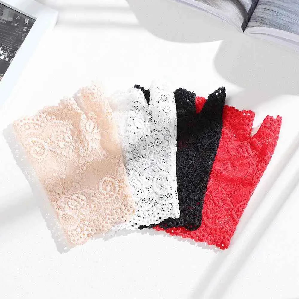 LuxeLace Fingerless Gloves | Breathable Mesh, Chic Lace Design, Sun Protection for Cycling and Fashion - Pedlar's Attic