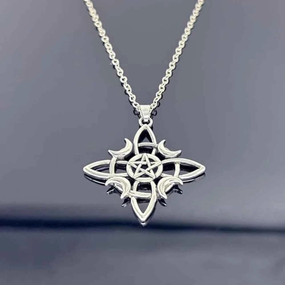 Celtic Knot Triple Moon Goddess Geometry Necklace