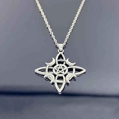 Celtic Knot Triple Moon Goddess Geometry Necklace - Pedlar's Attic