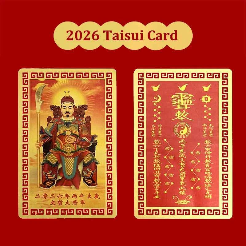 2026 Tai Sui Amulet Card Feng Shui Prayer Gold Card Exorcism Protection Buddha Gift Amulet Safe Bring In Wealth And Treasure
