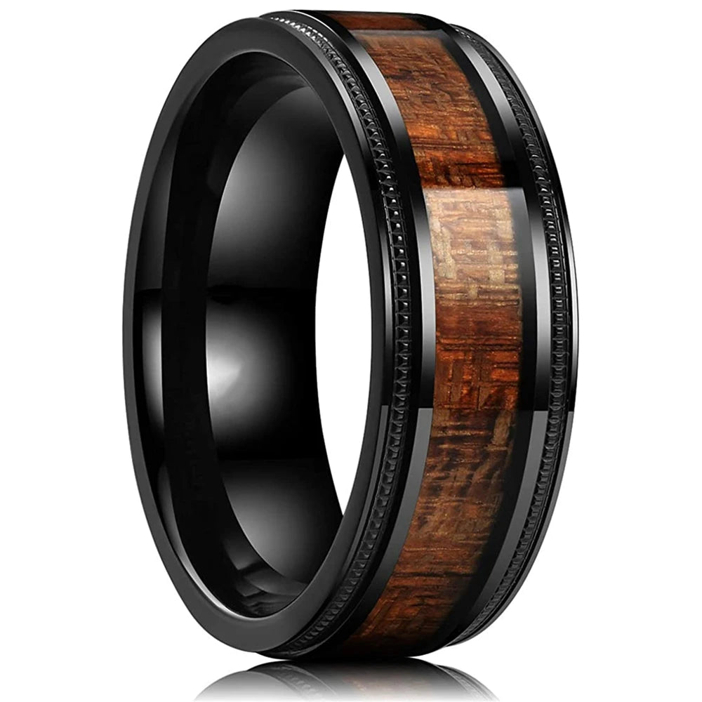 Stone Forge Ring — Agate & Stone Inlay Stainless Steel Band