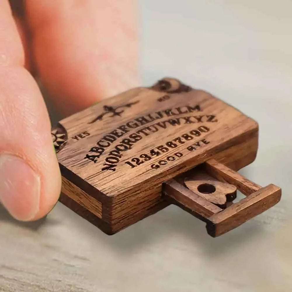 Mini Ouija Board With Drawer Handmade Retro Ouija Board Wooden Talking Spirit Board Emotional Love Drawer Divination Tools