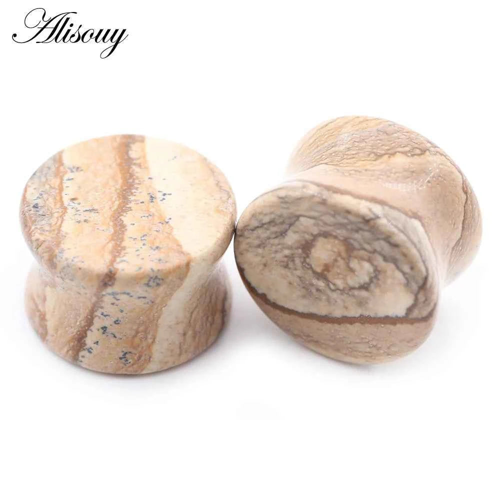 Alisouy 2PCS Natural Organic Stone Ear Plugs