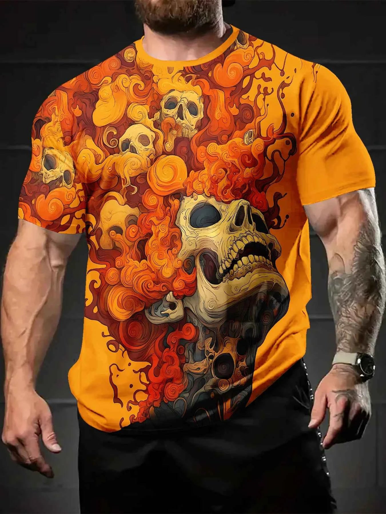 3D Skull Printed T-Shirts