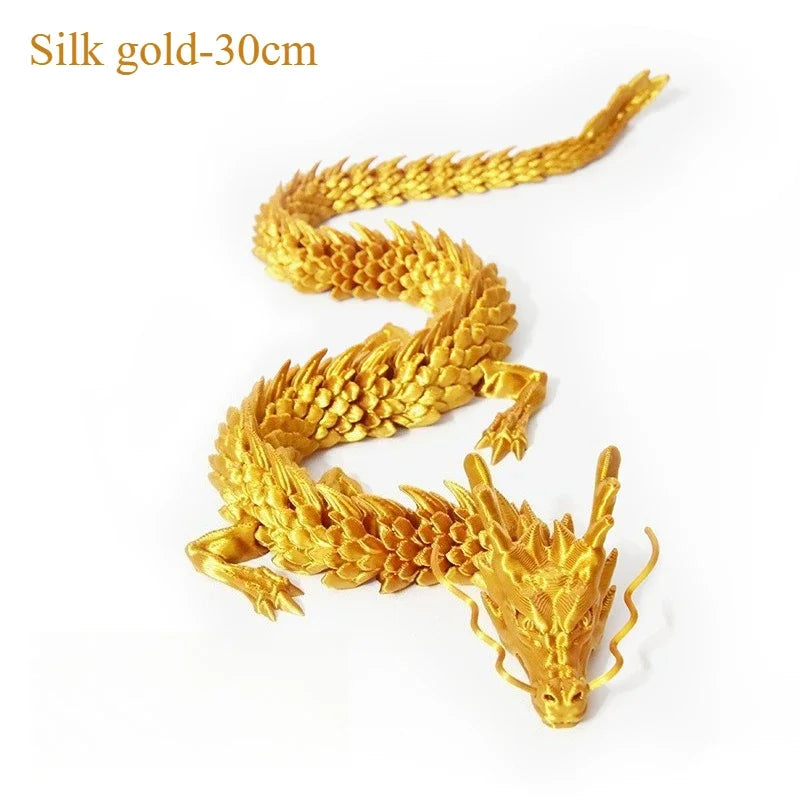 3D Printed Conjoined Dragon Ornaments, Movable Cartoon Creative Dragon Plants Toys Fish Tank Landscaping Decoration 30cm