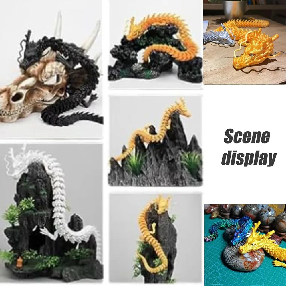 3D Printed Conjoined Dragon Ornaments Movable Cartoon Creative Dragon Plants rockery Fish Tank Landscaping Decoration 30cm
